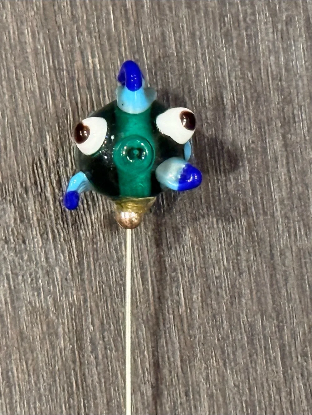 Blue Glass Fish Hat Pin